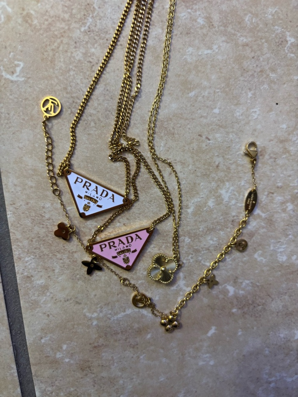 Gold-Tone Layered Necklaces and bracelet bundle